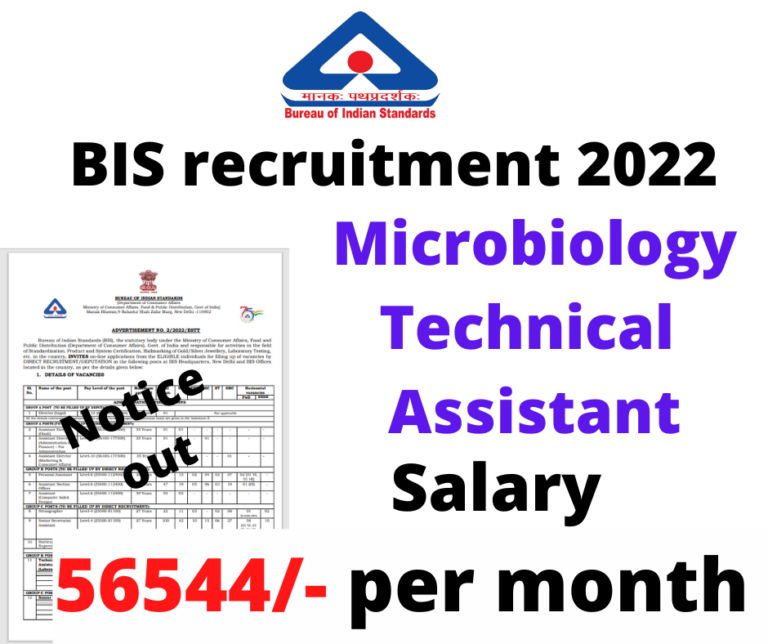 BIS microbiology recruitment out 2022, Salary 56544 per month RBR